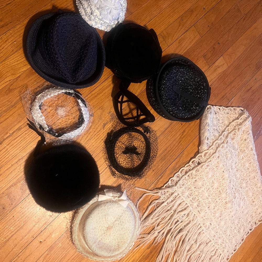 Elegant 10 pc lot vintage Black and Cream Women's Hat Collection